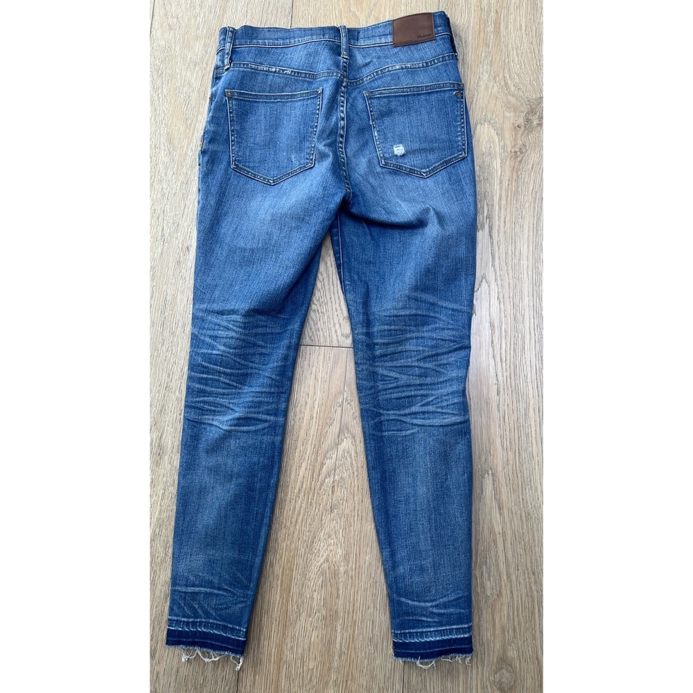 Madewell Women's Blue Denim Distressed Skinny Jeans, Size 28, High-Rise, 9" - Picture 6 of 11